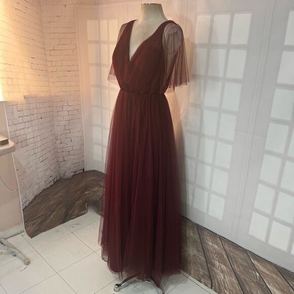 Revelry Thea tulle bridesmaid dress in Cabernet size 16 - Picture 6 of 15